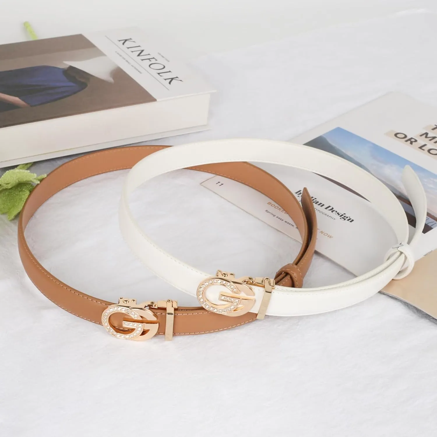 Women's Leather Belt with Buckle - Ideal for Dresses, Jeans, and Coats