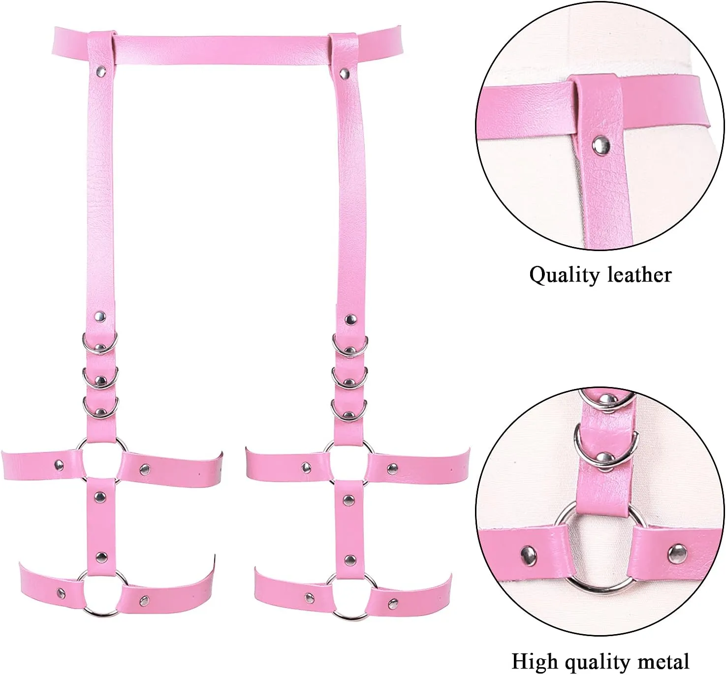 Women's Leather Body Harness Garter Belt Lingerie cage Leg Strap Gothic Punk Stretchy Adjustable Size Halloween Rave