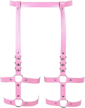 Women's Leather Body Harness Garter Belt Lingerie cage Leg Strap Gothic Punk Stretchy Adjustable Size Halloween Rave