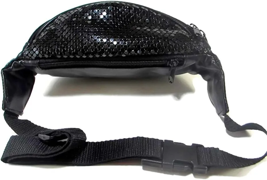 Women's Metal Mesh Fanny Pack Shiny Rave Waist Bag Adjustable Belt for Festival Party or Daily Use(Diamond)