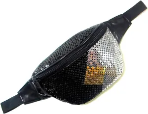 Women's Metal Mesh Fanny Pack Shiny Rave Waist Bag Adjustable Belt for Festival Party or Daily Use(Diamond)