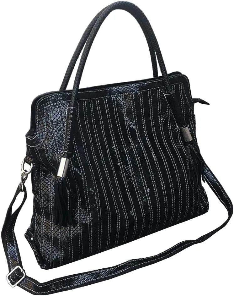 Women's Multicolor Big Boston Bag Genuine Leather RANDOM Colorful Patchwork Large Tote Handbag Hobo Crossbody Purses