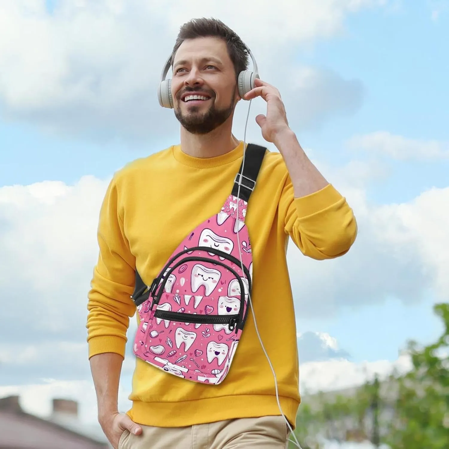 Women's Sling Backpack, Cute Teeth