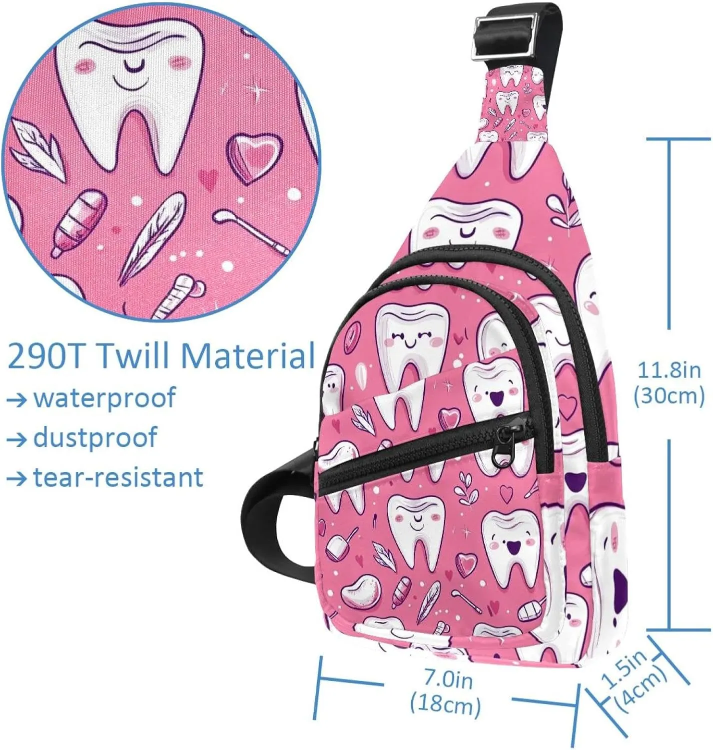 Women's Sling Backpack, Cute Teeth