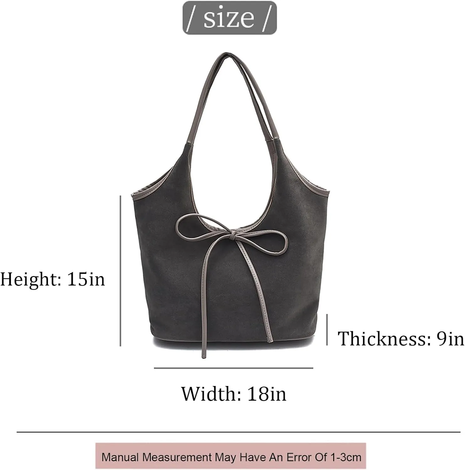 Women's Suede Bow Bucket Tote Bag Fashion Large capacity Handmade Splicing Shoulder Bag for Work travel Parties