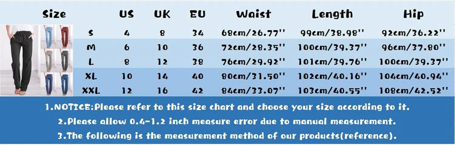 Women's Summer High Waisted Cotton Linen Palazzo Pants Wide Leg Long Ruched Workout Pant Trouser with Pocket