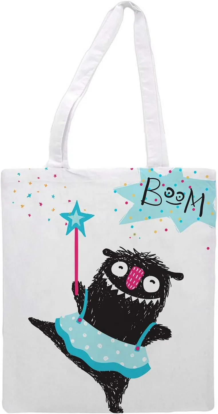 Womens Tote bag - Cute monster bag BOOM - Sports Gym Lunch Yoga Shopping Travel Bag Washable - 1.47X0.98 Ft