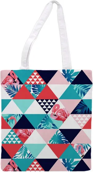 Womens Tote bag - Flamingo with colorful flowers pattern - Sports Gym Lunch Yoga Shopping Travel Bag Washable - 1.47X0.98 Ft