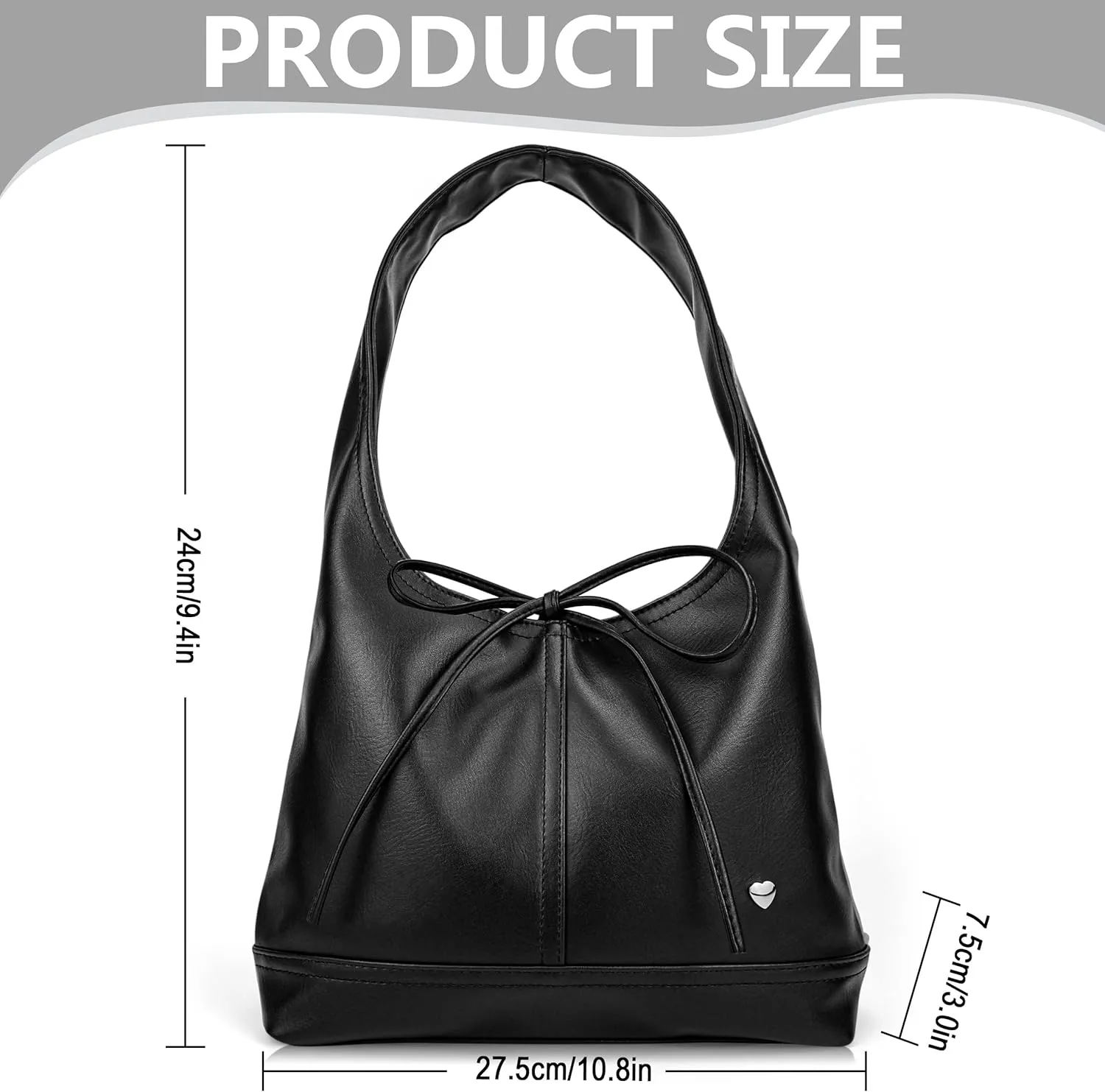 Women's Tote Bag with Bow Casual PU Leather Shoulder Bag Underarm Satchel and Clutch Purse