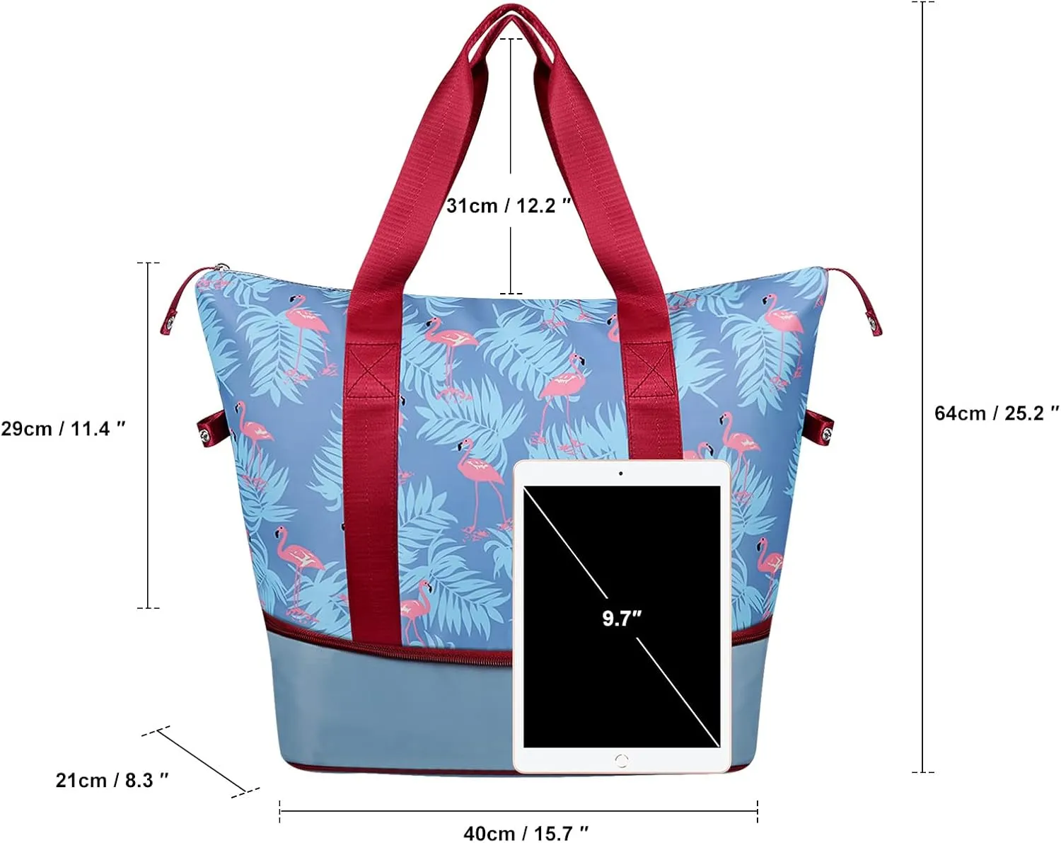 Womens Travel Duffel Bag Lightweight Sport Gym Bag Waterproof Weekender Overnight Bag with Wet and Dry Separation Pocket for Gym Training Yoga Fitness Swimming