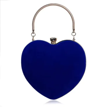 Womens Velour Heart Clutch Bag Vintage Shoulder Handbag Ladies Elegant Purse for Wedding Evening