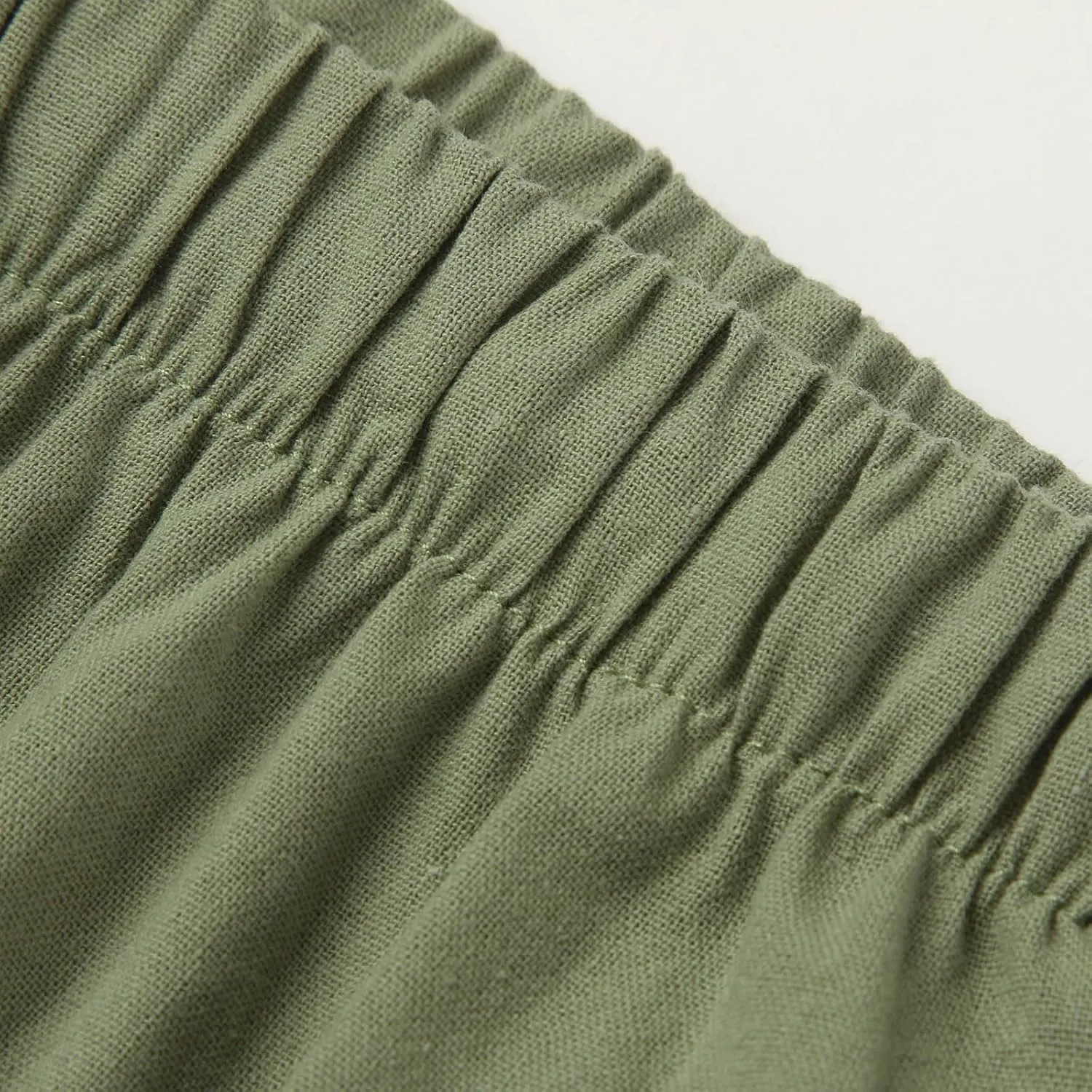 Womens Wide Leg Cotton and Linen Pants Summer High Waist Palazzo Pant Boho Button Trouser with Pockets