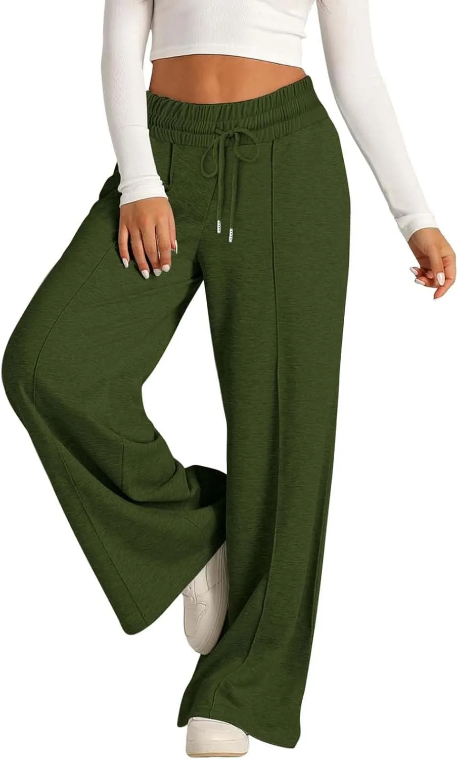Womens Wide Leg Sweatpants High Waist Baggy Straight Leg Casual Drawstring Running Joggers Pants with Pockets