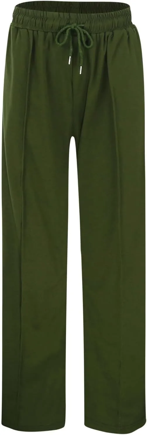 Womens Wide Leg Sweatpants High Waist Baggy Straight Leg Casual Drawstring Running Joggers Pants with Pockets