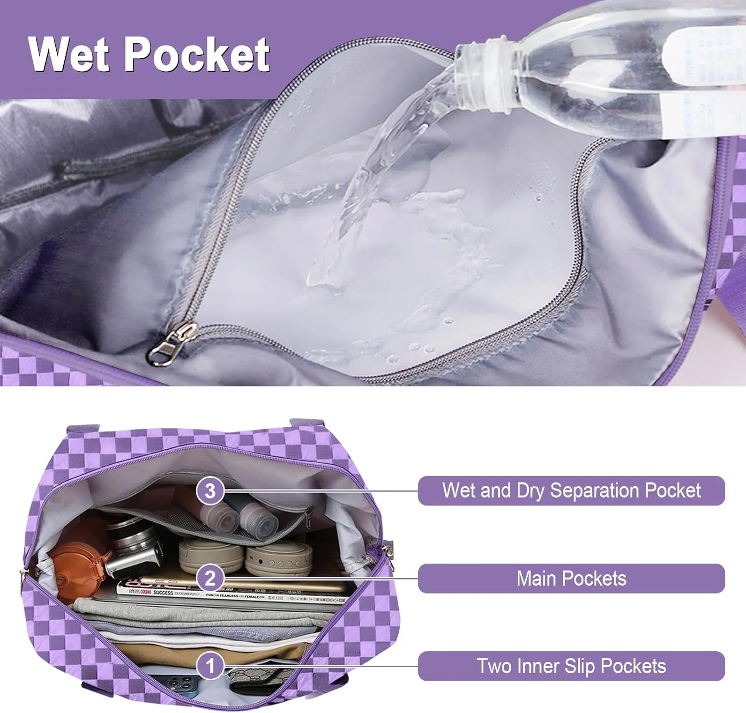 WOOMADA Foldable Travel Duffel, Weekender & Carry-On Bag with Expandable Space