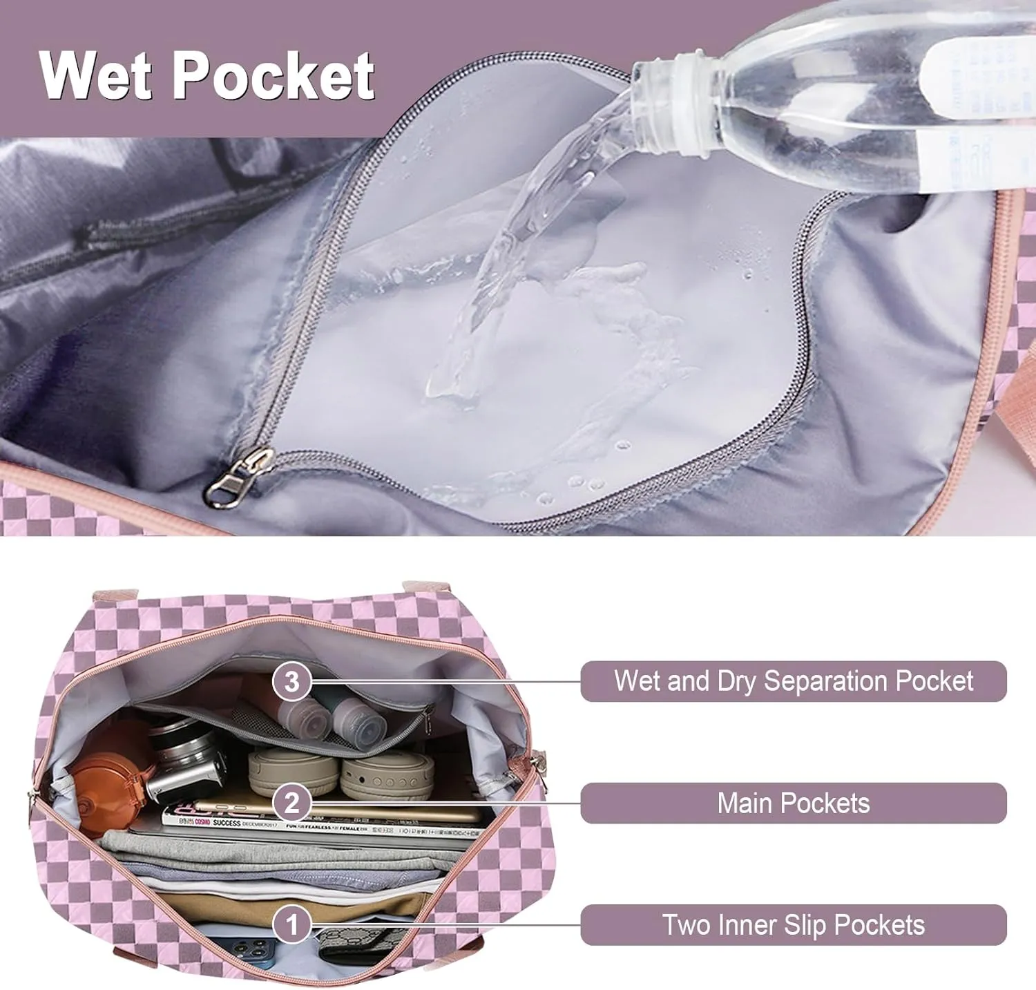 WOOMADA Foldable Travel Duffel, Weekender & Carry-On Bag with Expandable Space