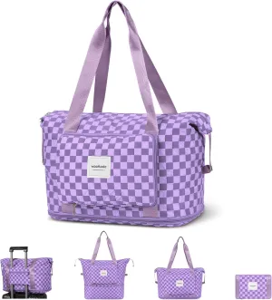 WOOMADA Foldable Travel Duffel, Weekender & Carry-On Bag with Expandable Space