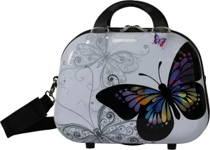 World Traveler Butterfly Polycarbonate Hardside Expandable Spinner Luggage, 13-inch Cosmetic