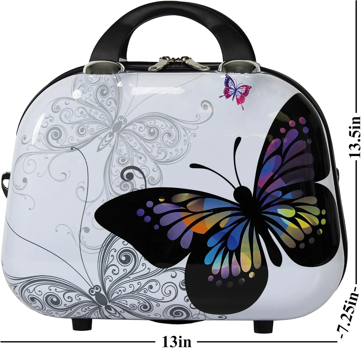 World Traveler Butterfly Polycarbonate Hardside Expandable Spinner Luggage, 13-inch Cosmetic
