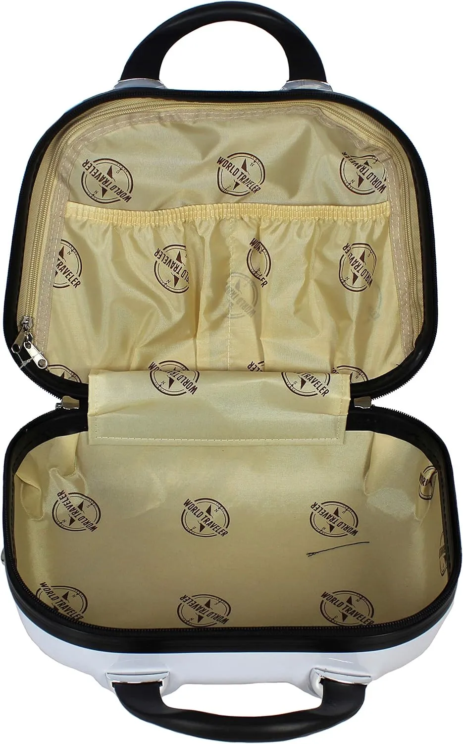World Traveler Butterfly Polycarbonate Hardside Expandable Spinner Luggage, 13-inch Cosmetic