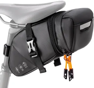 WOTOW Bike Saddle Bag - Waterproof Bike Seat Bag Expandable to 2L - Reflective Bicycle Under Seat Storage Pouch for Road Mountain Bike Cycling Travel