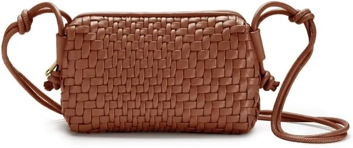 Woven Crossbody Bag for Women Vegan Leather Small woven purse with Adjustable Straps