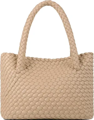 Woven Tote bag & Clutch Set for Women,-Birthday Gift Teachers, Beach Travel Bag with Magnetic Closure
