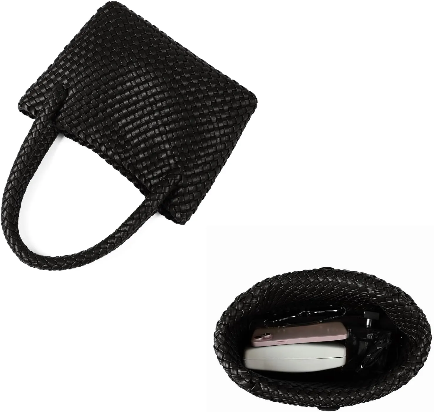 Woven Tote bag & Clutch Set for Women,-Birthday Gift Teachers, Beach Travel Bag with Magnetic Closure