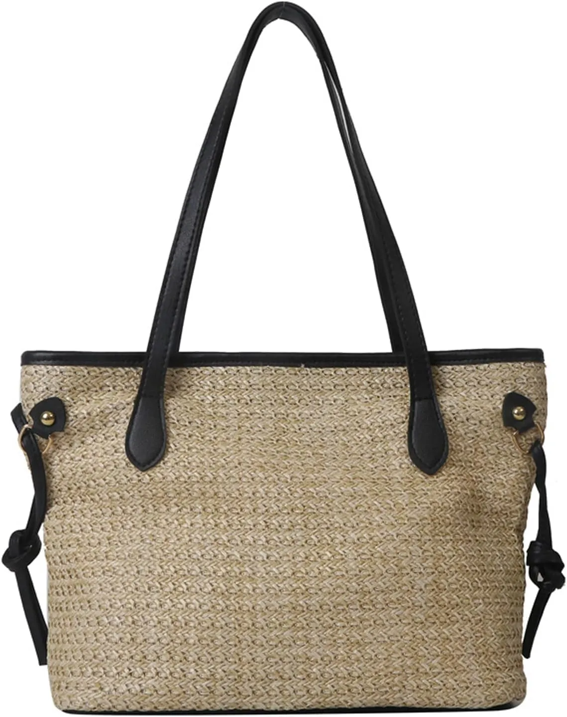 Woven Tote Bags for Women Handbag and Purse Tote Purse with Zipper Shoulder Bag for Office Travel (Brown)