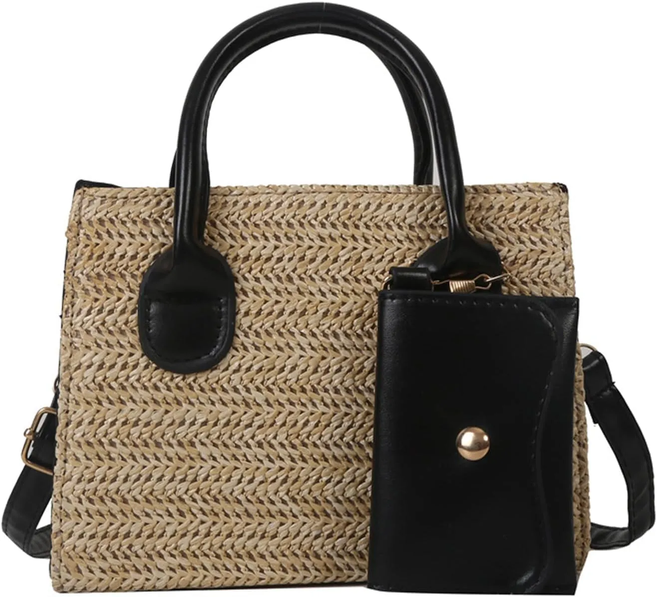 Woven Tote Purses for Women Large Shoulder Handbag Tote Hobo Crossbody Bag Ladies Messenger Pack with Adjustable Strap (Khaki)