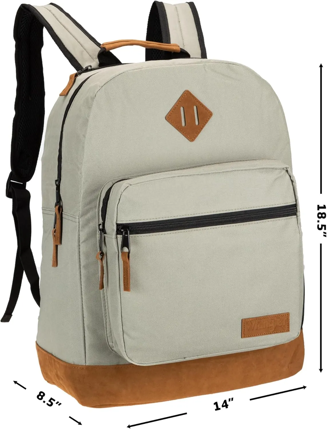 Wrangler Yellowstone Western-Style Backpack Coated Polyester Water Resistant Casual Daypack for Travel, Class, Everyday Use with Padded Laptop Notebook Sleeve (Coated Grey)