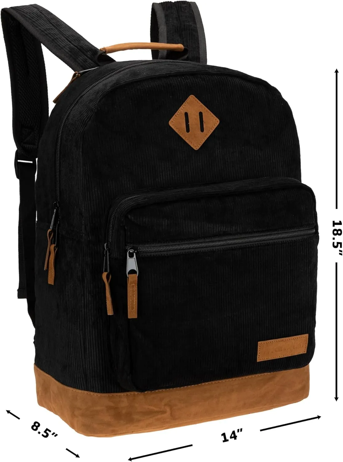 Wrangler Yellowstone Western-Style Backpack Corduroy Casual Daypack for Travel, Class, Everyday Use with Padded Laptop Notebook Sleeve (Black Cord)