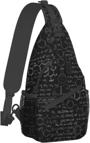 WURTON Abstract Science Chemistry Print Crossbody Backpack Shoulder Bag Cross Chest Bag For Travel, Hiking Gym Tactical Use