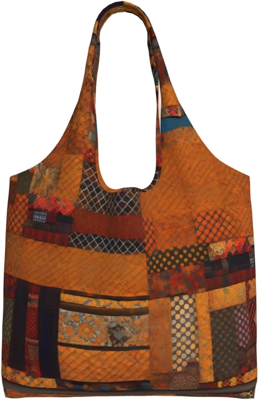 WURTON African Textile Patchwork Print Canvas Tote Bag Travel Tote Bag Shoulder Reusable Grocery Bags Mom Birthday Giving