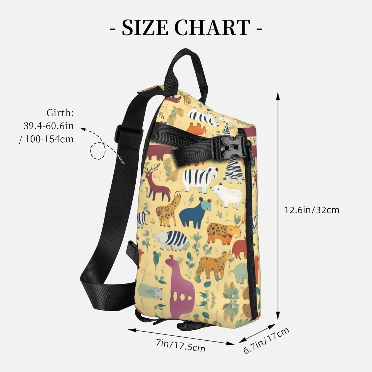 WURTON Black And Gold Flowers Print Lightweight Adjustable Crossbody Backpack Daypack For Men,Women Sling Bag