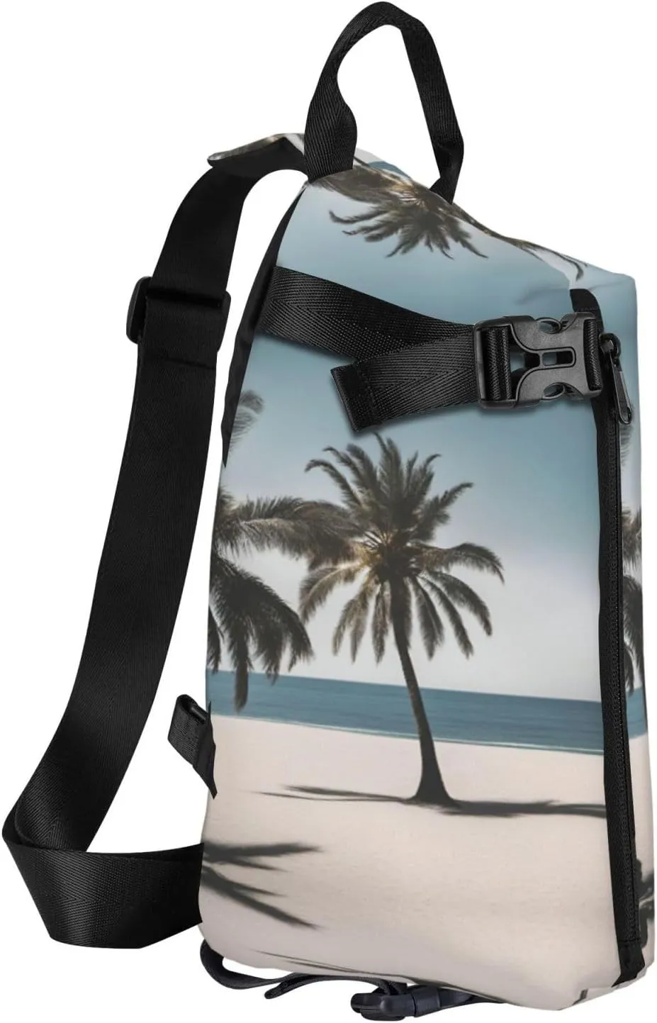 WURTON Black And Gold Flowers Print Lightweight Adjustable Crossbody Backpack Daypack For Men,Women Sling Bag