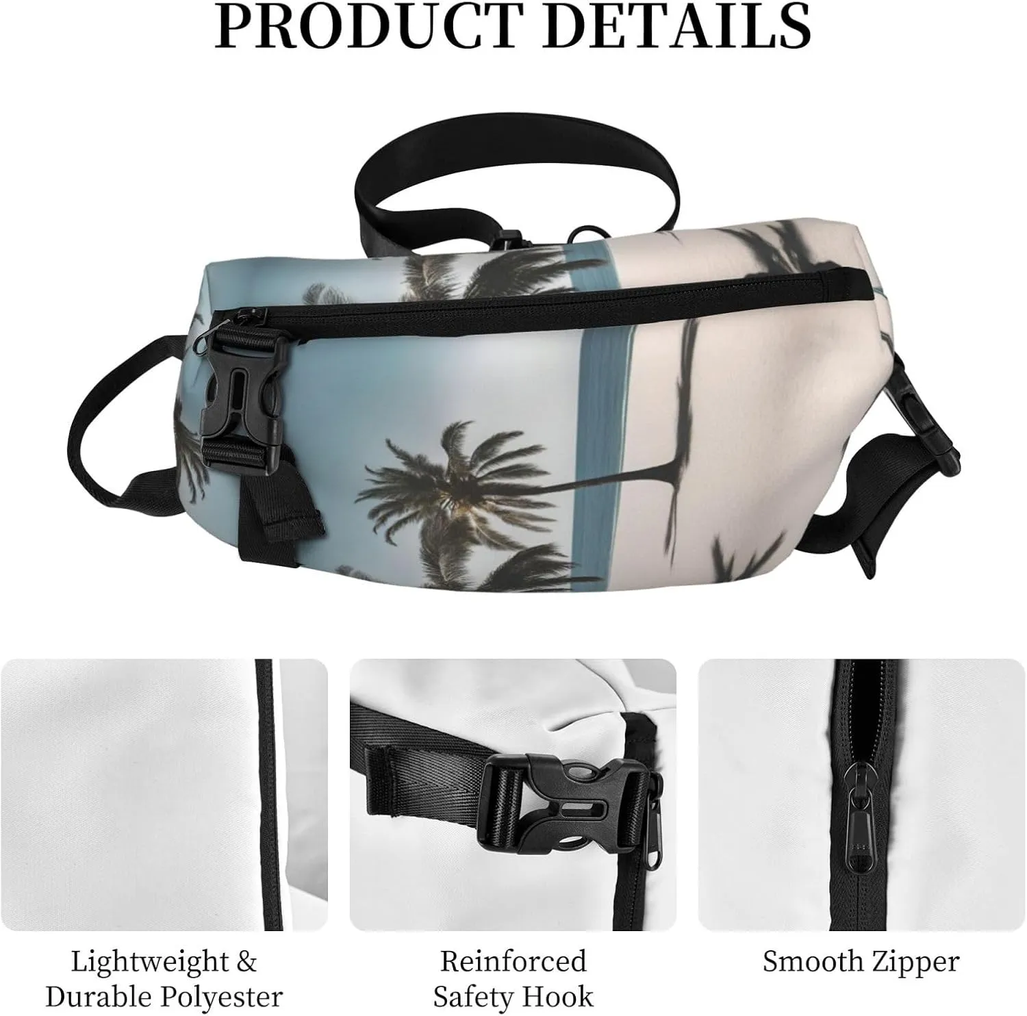 WURTON Black And Gold Flowers Print Lightweight Adjustable Crossbody Backpack Daypack For Men,Women Sling Bag