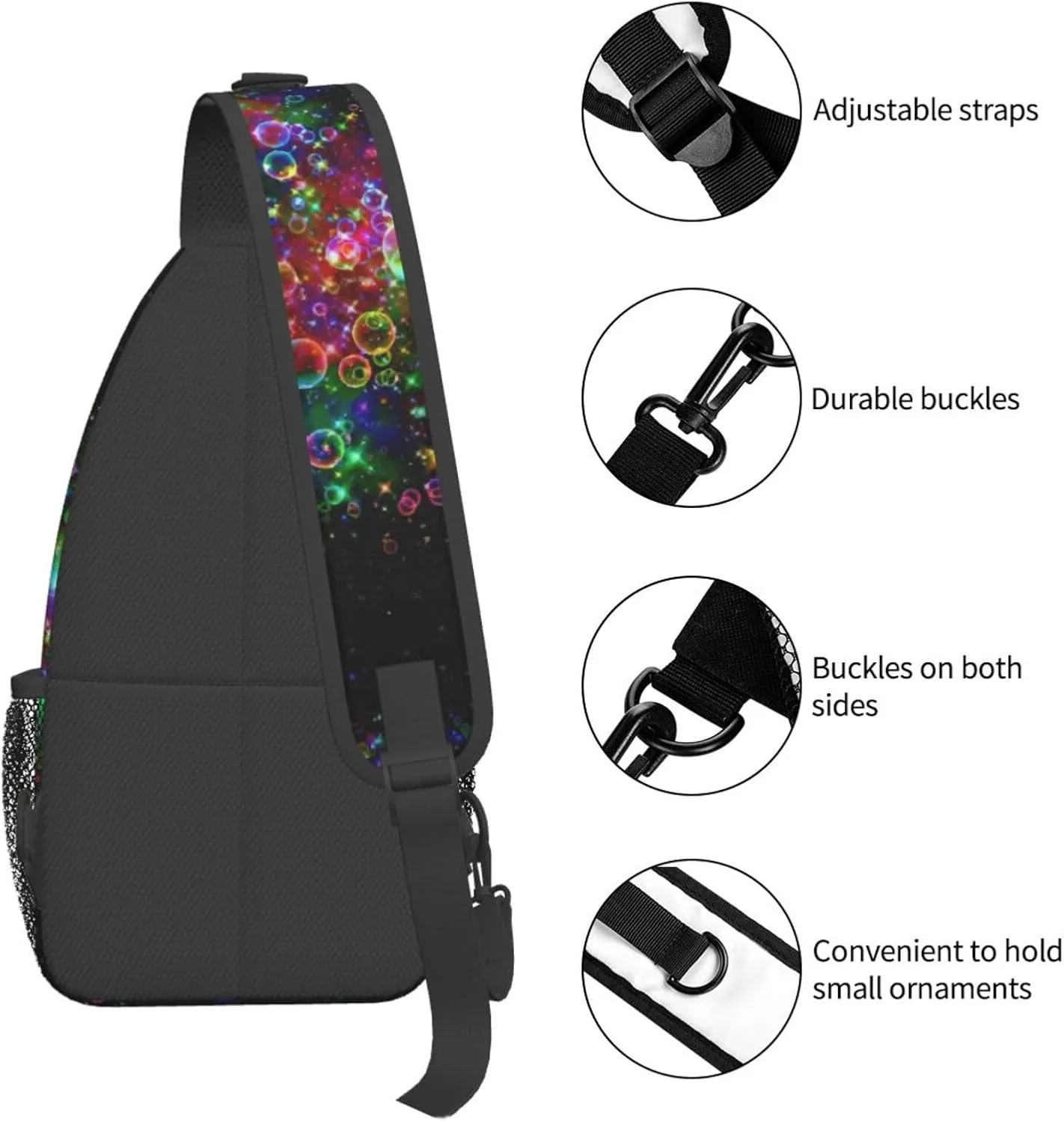 WURTON Bright Beautiful Colorful Art Sling Bag Crossbody Backpack Sling Backpack Shoulder Bag For Women Men Cycling Hiking Travel