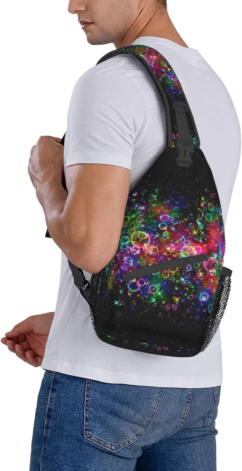 WURTON Bright Beautiful Colorful Art Sling Bag Crossbody Backpack Sling Backpack Shoulder Bag For Women Men Cycling Hiking Travel
