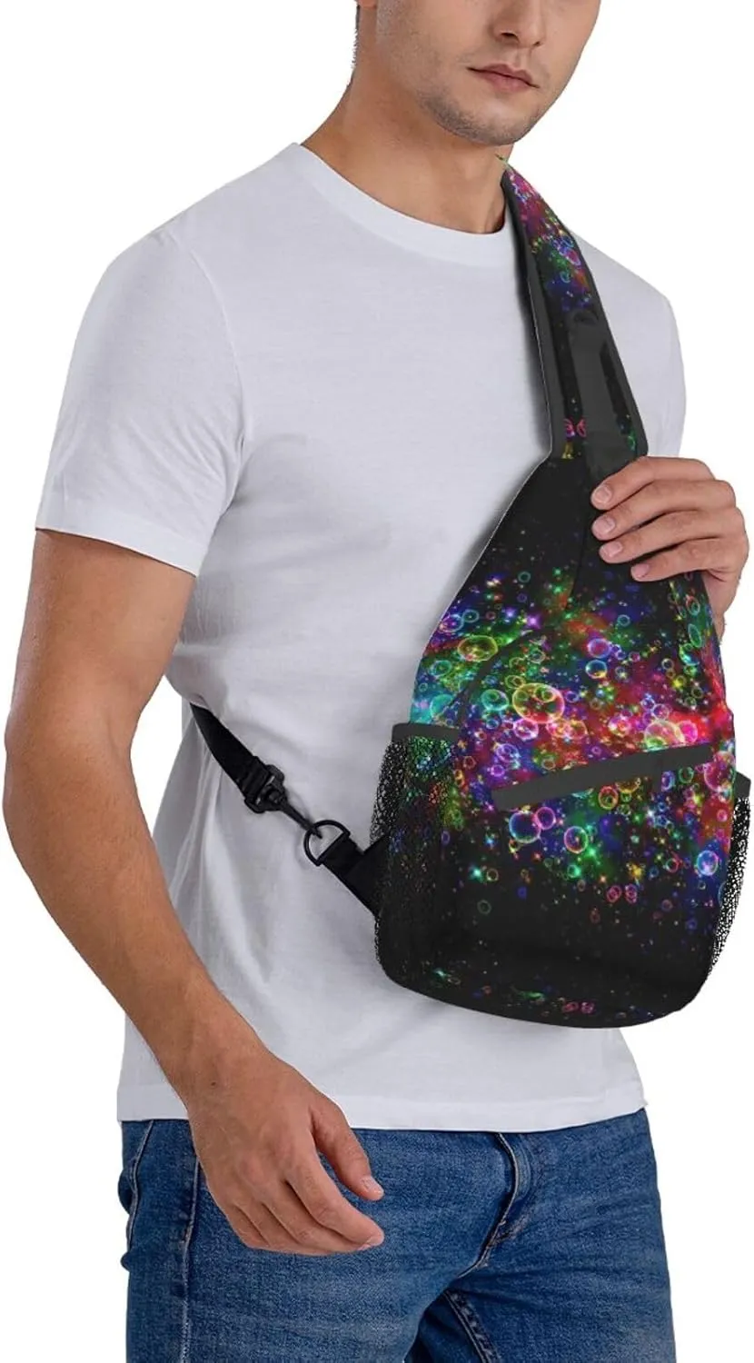 WURTON Bright Beautiful Colorful Art Sling Bag Crossbody Backpack Sling Backpack Shoulder Bag For Women Men Cycling Hiking Travel