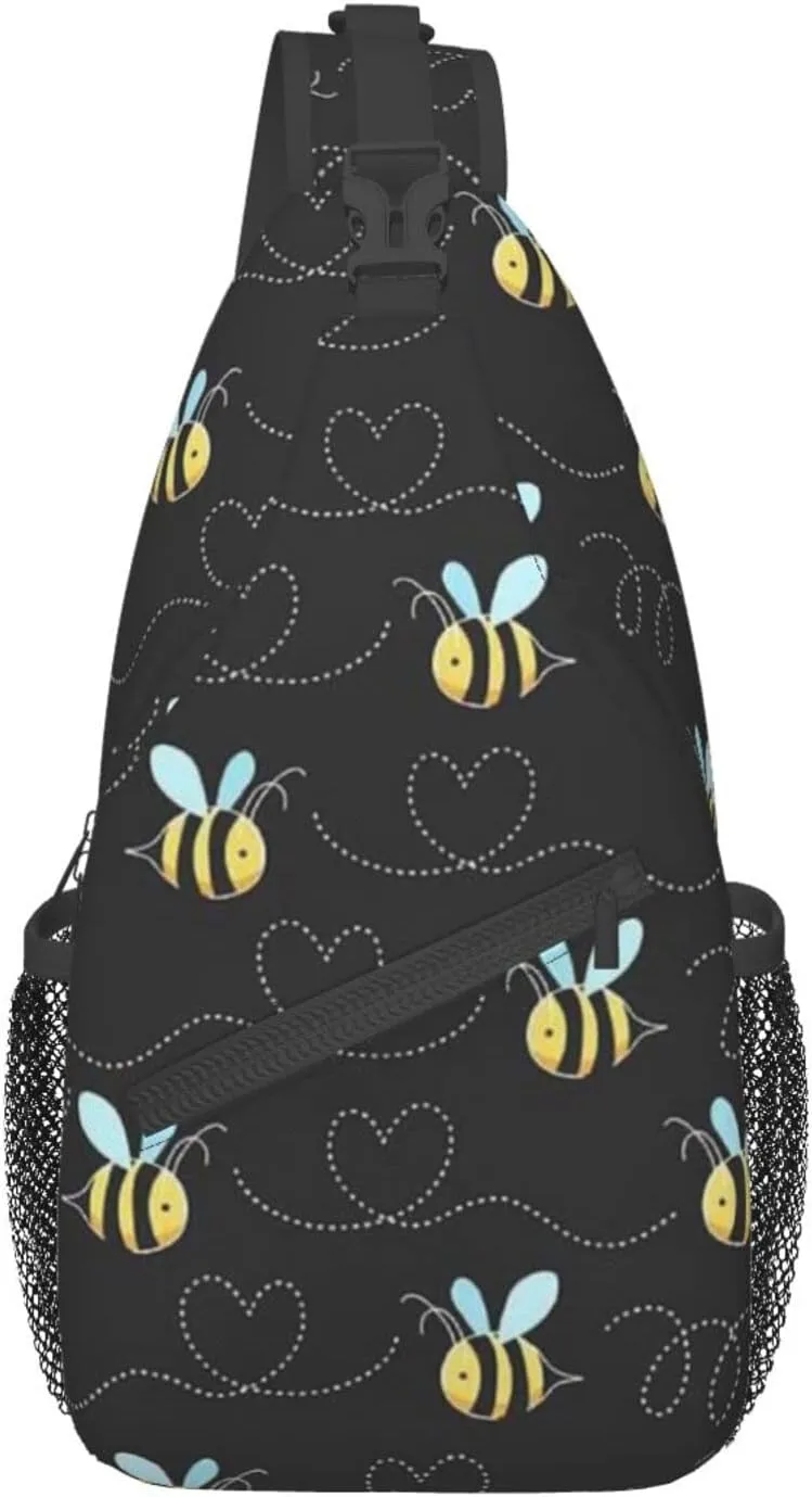WURTON Bumble Bees Print Crossbody Backpack Shoulder Bag Cross Chest Bag For Travel, Hiking Gym Tactical Use