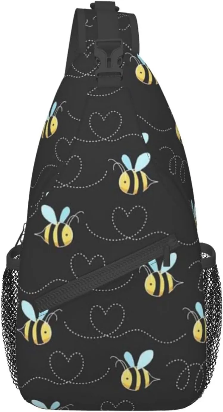 WURTON Bumble Bees Print Crossbody Backpack Shoulder Bag Cross Chest Bag For Travel, Hiking Gym Tactical Use