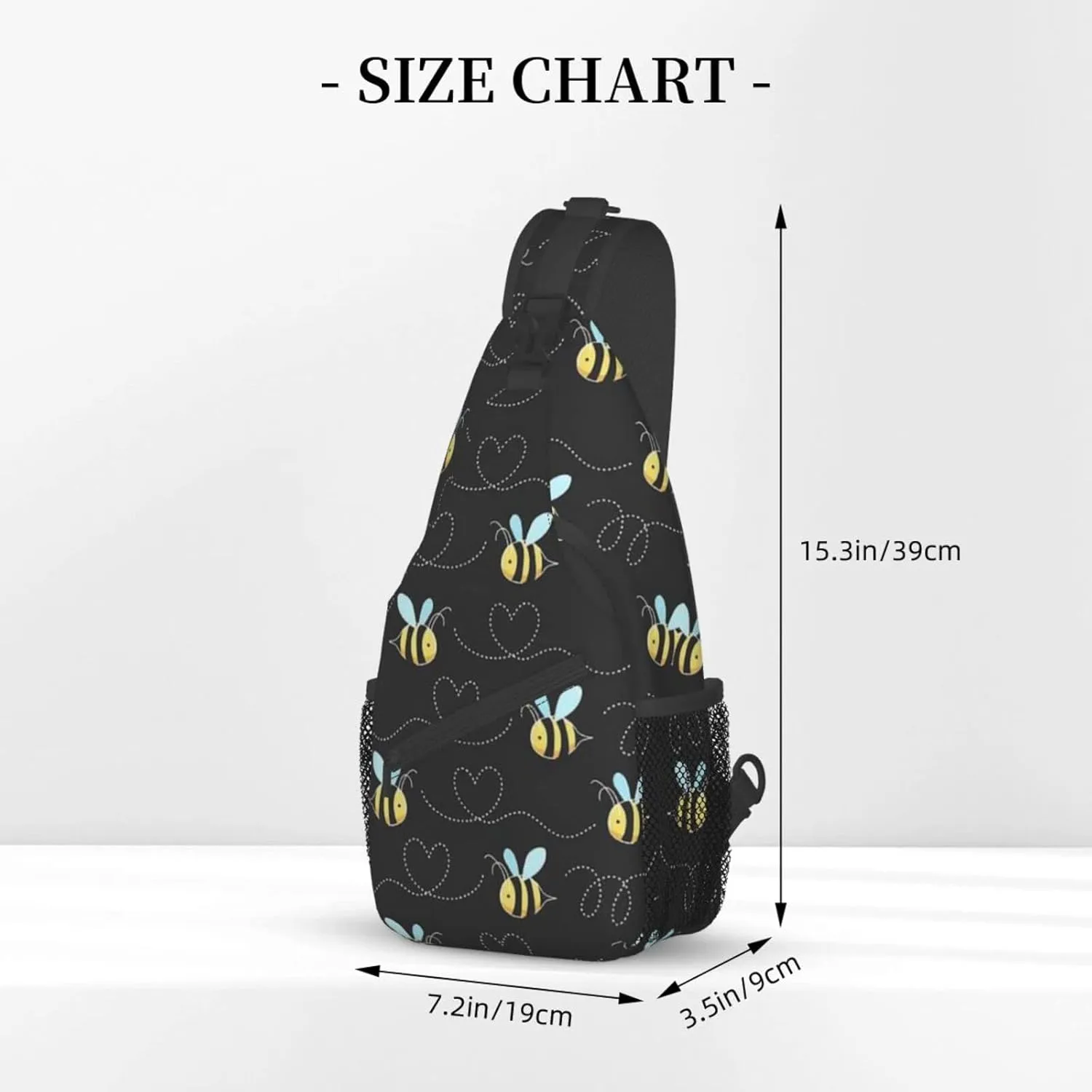 WURTON Bumble Bees Print Crossbody Backpack Shoulder Bag Cross Chest Bag For Travel, Hiking Gym Tactical Use