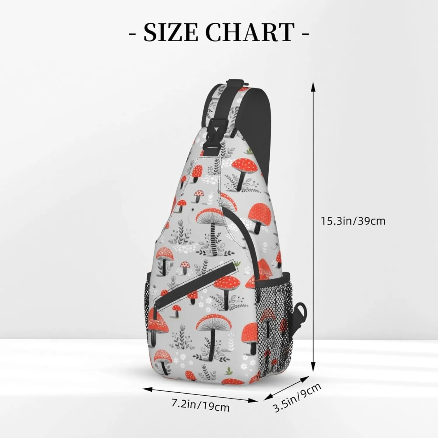 WURTON Cartoon Mushrooms Print Crossbody Backpack Shoulder Bag Cross Chest Bag For Travel, Hiking Gym Tactical Use