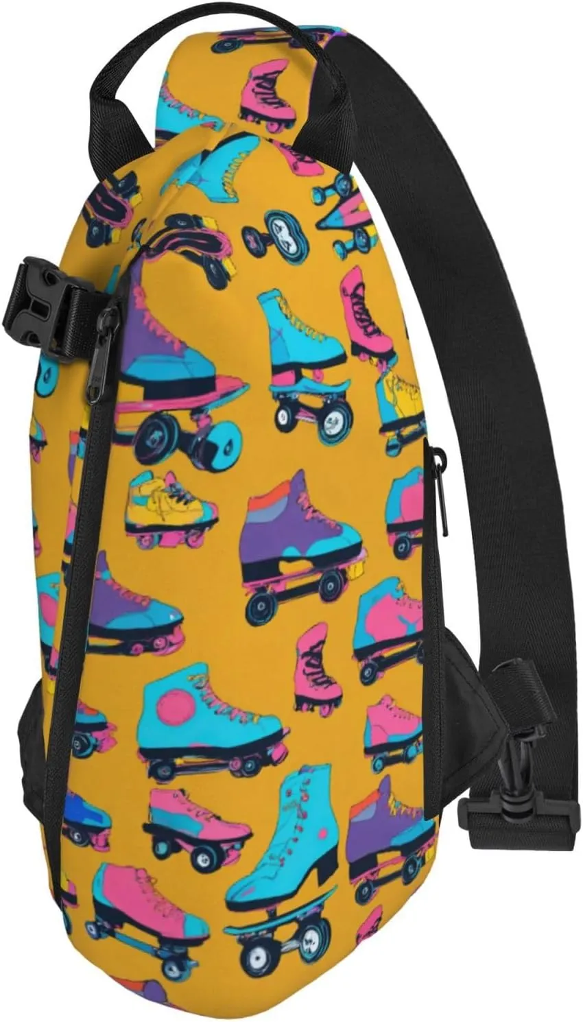 WURTON Colorful Roller Skates Print Crossbody Backpack Cross Pack Lightweight Sling Bag Travel, Hiking