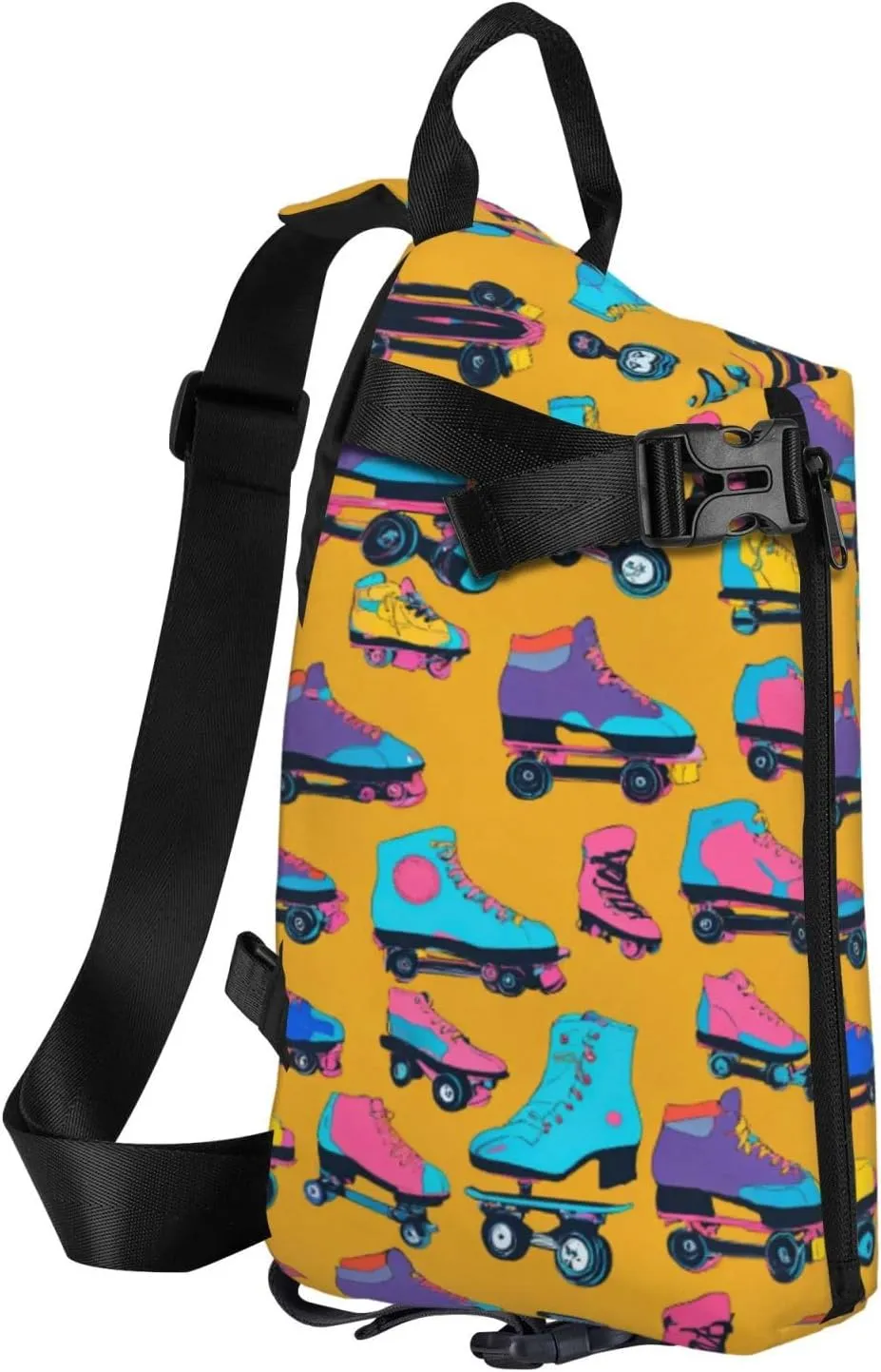 WURTON Colorful Roller Skates Print Crossbody Backpack Cross Pack Lightweight Sling Bag Travel, Hiking