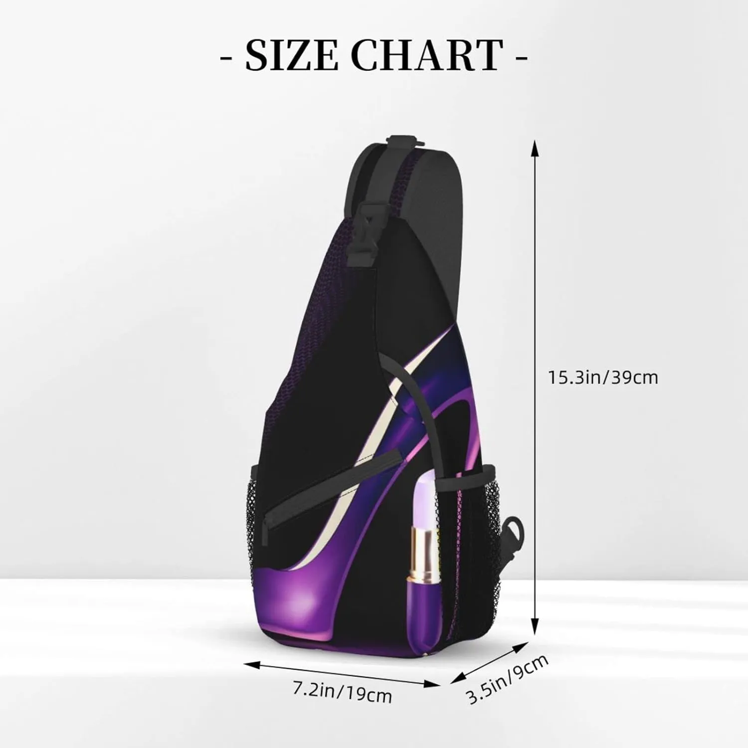 WURTON Elegant Purple High Heels Print Crossbody Backpack Shoulder Bag Cross Chest Bag For Travel, Hiking Gym Tactical Use