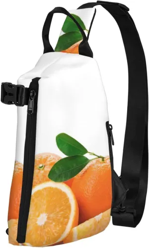 WURTON Orange Print Crossbody Backpack Cross Pack Lightweight Sling Bag Travel, Hiking
