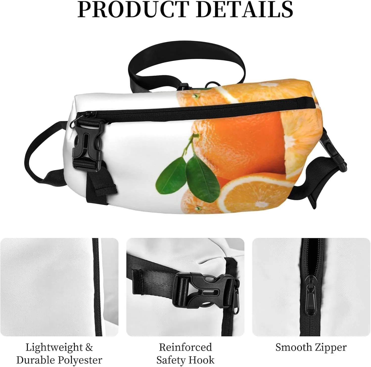 WURTON Orange Print Crossbody Backpack Cross Pack Lightweight Sling Bag Travel, Hiking