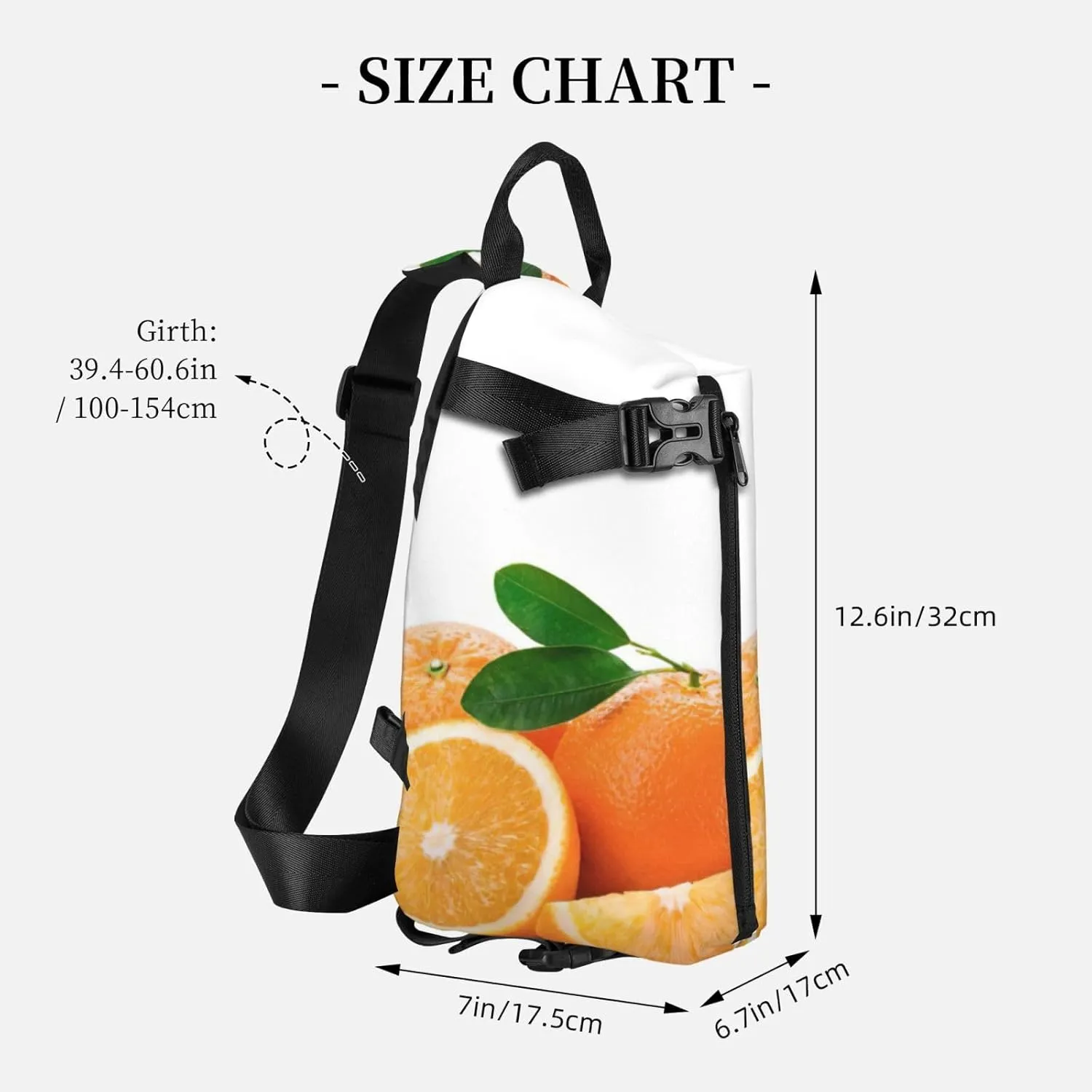 WURTON Orange Print Crossbody Backpack Cross Pack Lightweight Sling Bag Travel, Hiking